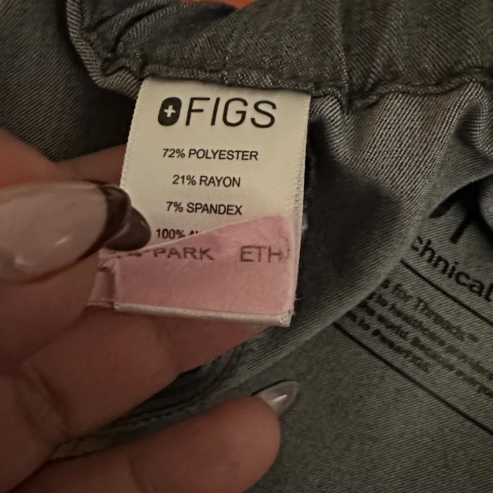 Figs Charcoal Pants with Teal Drawstring